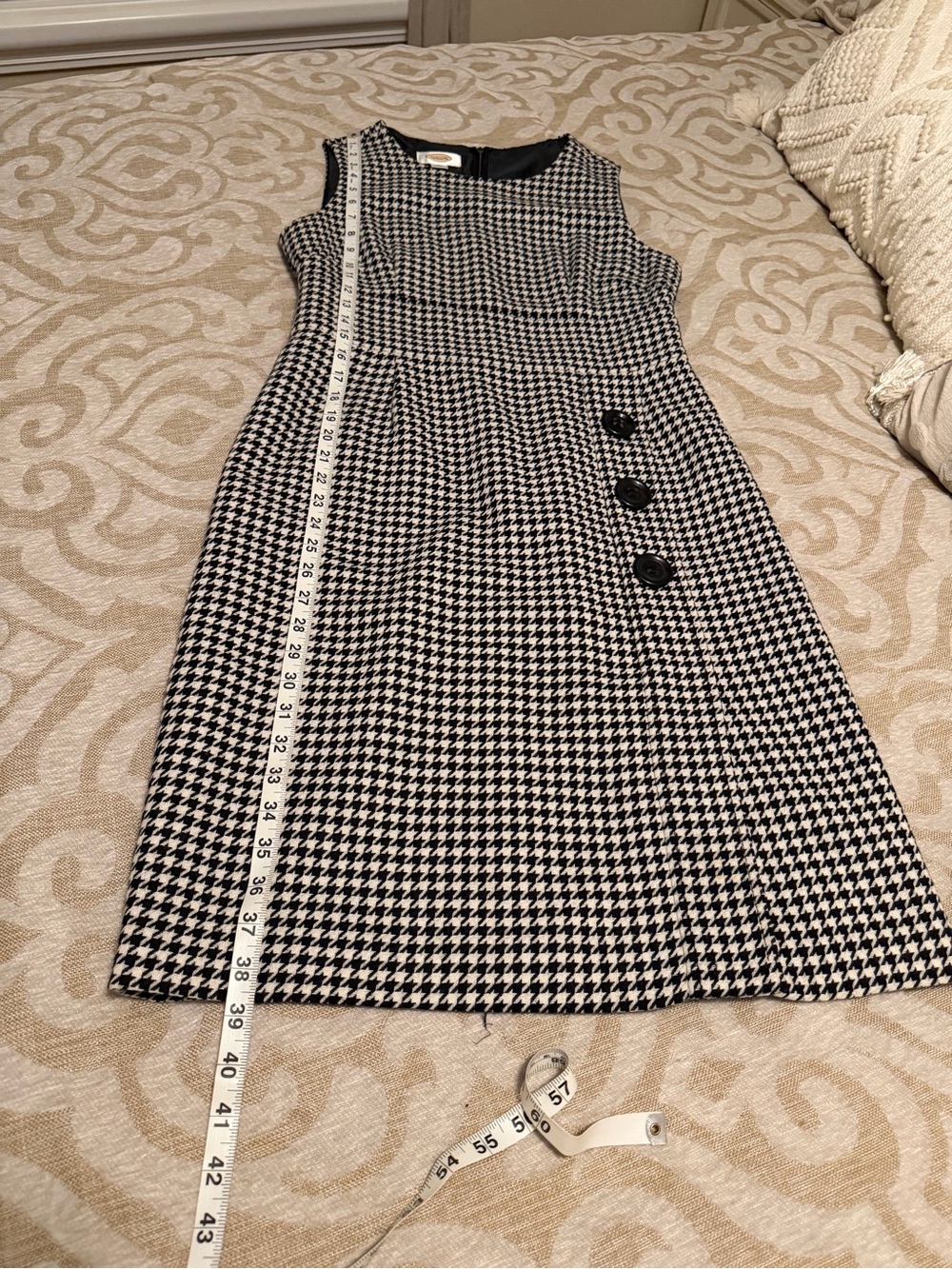 Talbots Black and White Houndstooth Midi Sheath Dress - Picture 11 of 15